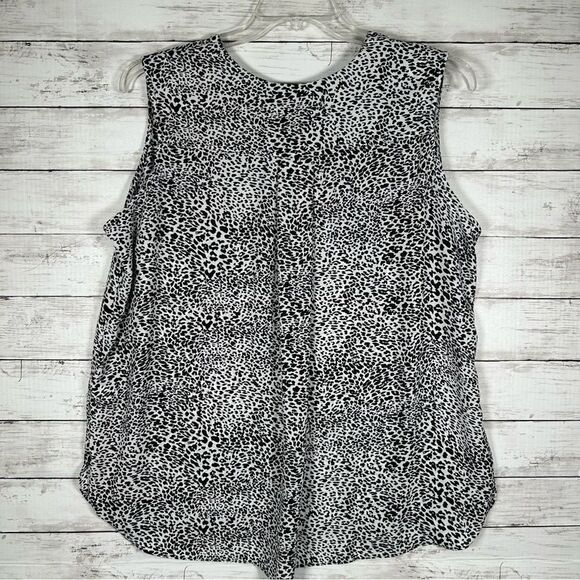 Rachel Zoe Black and White Blouse Cheetah Print Sleeveless Tunic Top 2X - Picture 3 of 7